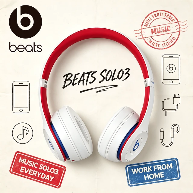 Alt view image 7 of 7 - Beats Solo3 Wireless On-Ear Headphones, Academy White, Bluetooth Stereo, Apple W1 Chip, Up to 40 Hours Playtime, Fast Fuel, Foldable Cushioned Ear Cups, Adjustable Fit, Built-In Microphone, Rich Bass