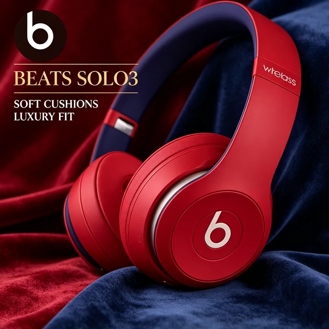 Alt view image 5 of 7 - Beats Solo3 Wireless Headphones, Academy Red, On-Ear Bluetooth Headset, W1 Chip, 40-Hour Battery, Fast Fuel, Foldable Design, Padded Ear Cups, Adjustable Headband, Hands-Free Mic, Dynamic Bass Sound f