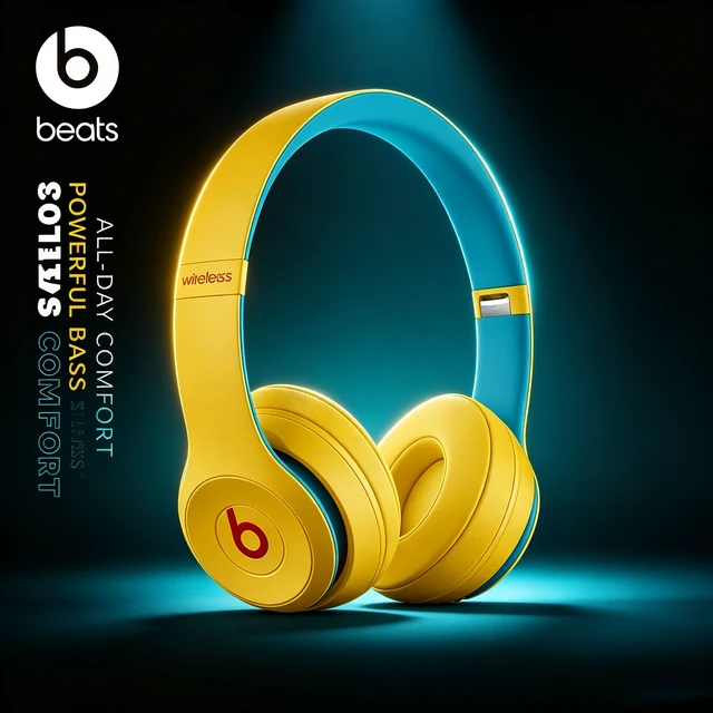 Alt view image 2 of 7 - Beats Solo3 Wireless On-Ear Headphones, Academy Yellow, Bluetooth Audio, Apple W1 Chip, 40H Listening Time, Fast Fuel Charging, Soft Cushioned Ear Cups, Foldable Headset, Built-In Microphone, Powerful