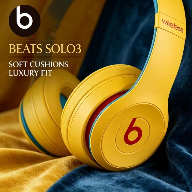 Alt view image 5 of 7 - Beats Solo3 Wireless On-Ear Headphones, Academy Yellow, Bluetooth Audio, Apple W1 Chip, 40H Listening Time, Fast Fuel Charging, Soft Cushioned Ear Cups, Foldable Headset, Built-In Microphone, Powerful