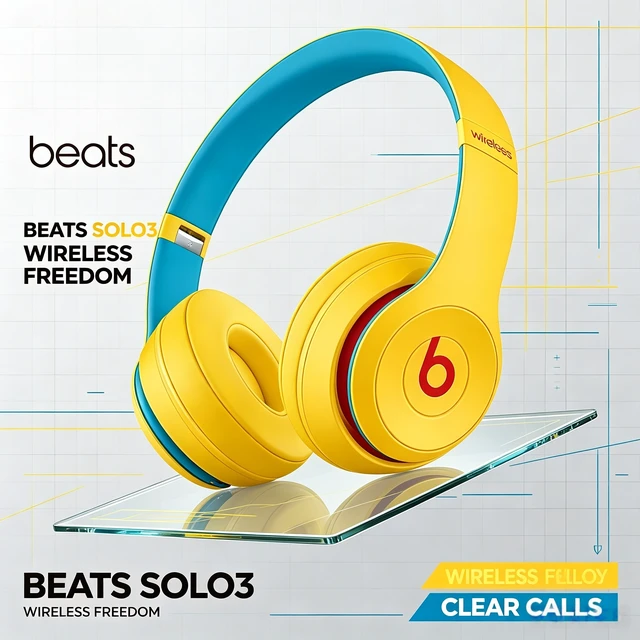 Alt view image 4 of 7 - Beats Solo3 Wireless On-Ear Headphones, Academy Yellow, Bluetooth Audio, Apple W1 Chip, 40H Listening Time, Fast Fuel Charging, Soft Cushioned Ear Cups, Foldable Headset, Built-In Microphone, Powerful