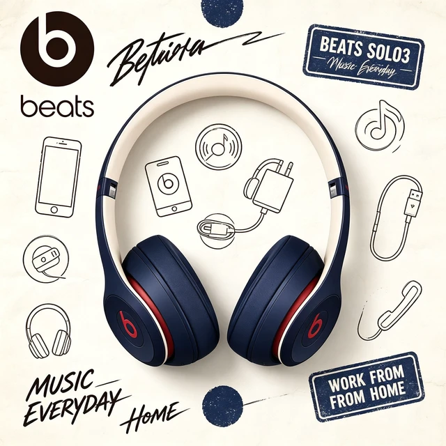 Alt view image 7 of 7 - Beats Solo3 Wireless Headphones, Academy Blue, On-Ear Bluetooth Headset, Apple W1 Chip, 40H Battery, Fast Fuel, Foldable Cushioned Ear Cups, Adjustable Fit, Hands-Free Calling, Rich Bass Audio for Mus