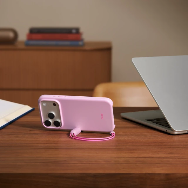 Alt view image 2 of 5 - iPhone 17 Pro Case Pebble Pink, Protective Kickstand Cover with Foldable Stand, Shock-Absorbing Design, Raised Camera Guard, Screen Edge Protection, Anti-Scratch Surface and Comfortable Non-Slip Grip