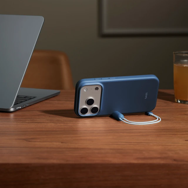 Alt view image 2 of 5 - iPhone 17 Pro Case Rocky Stone Blue, Rugged Kickstand Phone Cover, Foldable Stand for Hands-Free Viewing, Shock-Absorbing Protection, Camera Lens Guard, Raised Screen Bezel, Anti-Scratch Grip