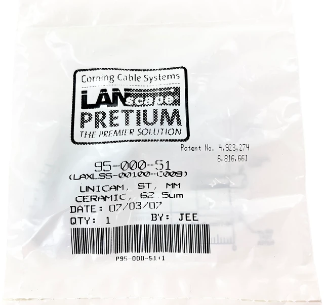 Alt view image 3 of 5 - Corning 95-000-51 UniCam Pretium ST OM1 62.5um Multimode Connectors, 25 Pack - Refurbished