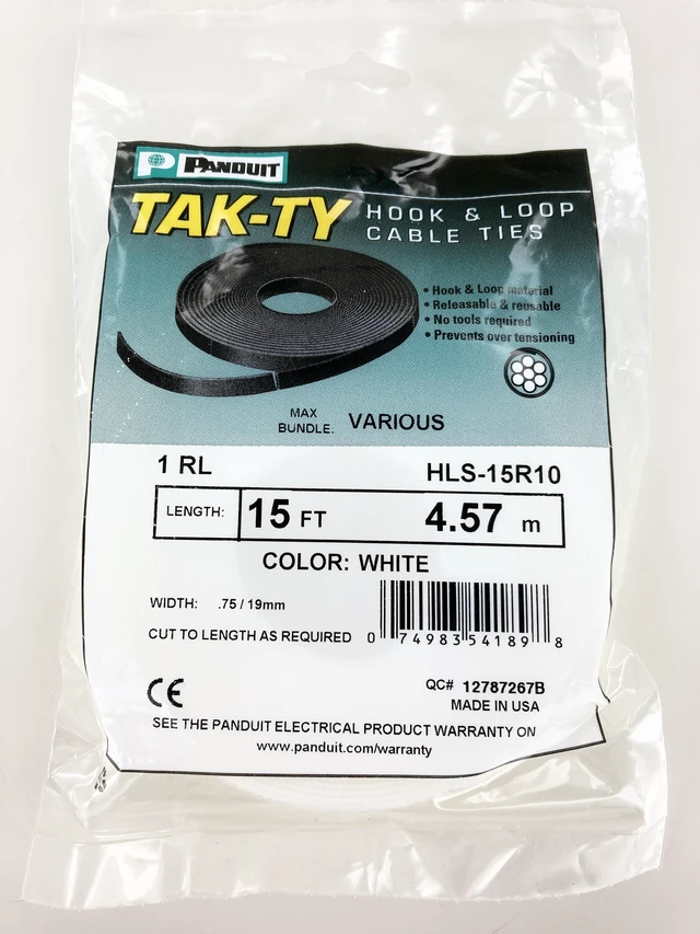 Main image of Panduit HLS-15R10 Hook and Loop Cable Tie Roll, 15 ft, White