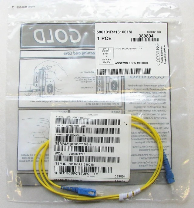 Main image of Corning Gold 586101R3131001M Fiber Optic Cable SC to ST, Simplex, SM OS2 Yellow