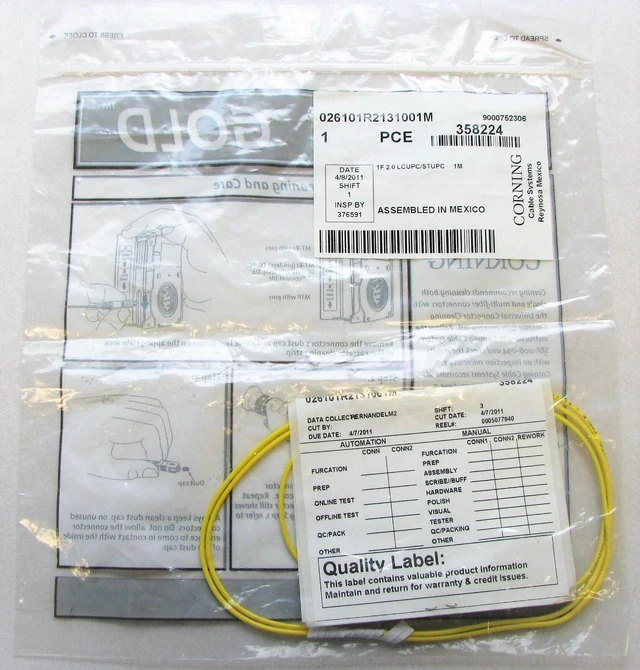 Main image of Corning Gold 026101R2131001M Fiber Optic Cable LC to ST, SM, Yellow
