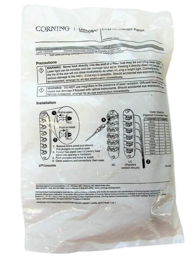 Alt view image 3 of 7 - Corning CCH-CP06-E4 Fiber Optic Adapter Panel, 3 LC Duplex OM3/OM4 50um Multimode 6F