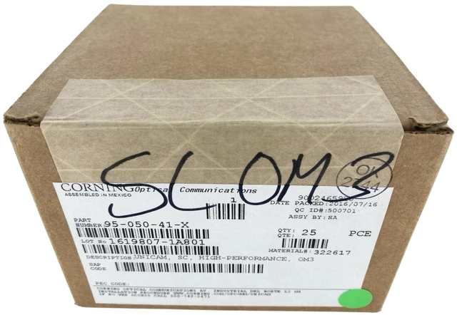 Main image of Corning 95-050-41-X Unicam SC OM3/OM4 Multimode 50um Pretium Fiber Optic Connector, Box of 25