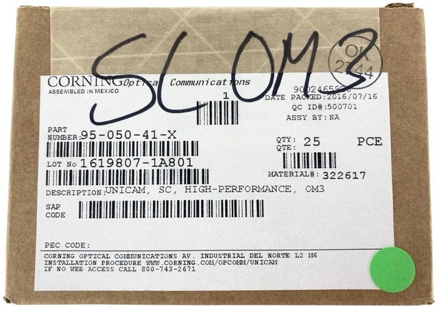 Alt view image 2 of 4 - Corning 95-050-41-X Unicam SC OM3/OM4 Multimode 50um Pretium Fiber Optic Connector, Box of 25