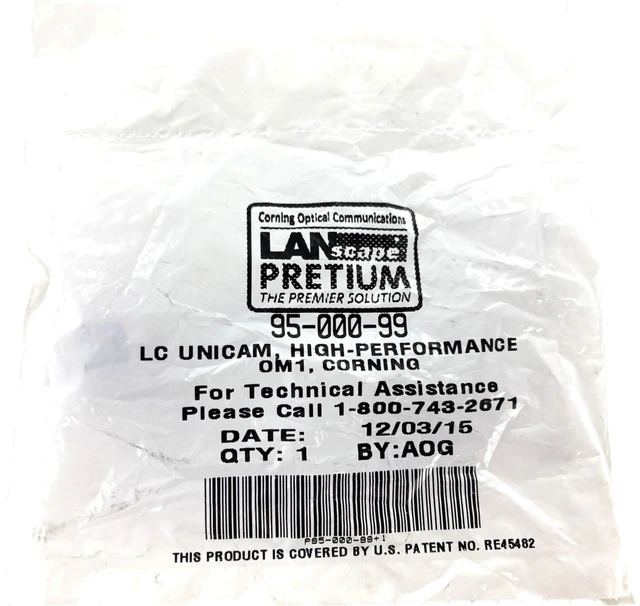 Main image of Corning 95-000-99 Unicam LC OM1 Multimode 62.5 High Performance Pretium Fiber Optic Connector