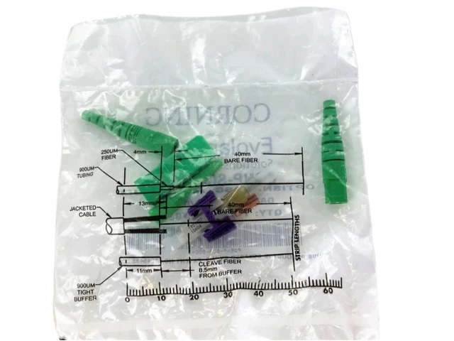 Alt view image 3 of 3 - Corning OSNP-SCA-900 OptiSnap SC/APC 900 µm Single-Mode Fiber Optic Connectors, Box of 25