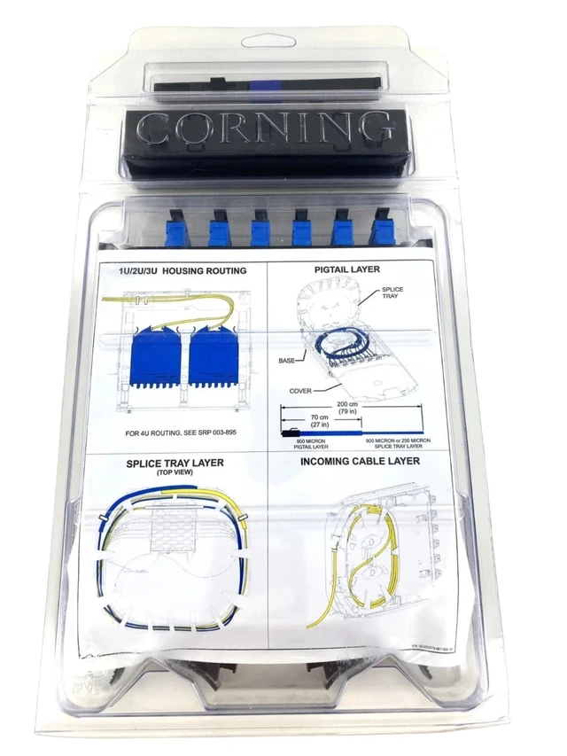 Alt view image 2 of 3 - Corning CCH-CS12-59-P00RE CCH Pigtail Splice Cassette, 12 Fiber, SC UPC Duplex Singlemode (OS2), Single-Fiber (250 um)