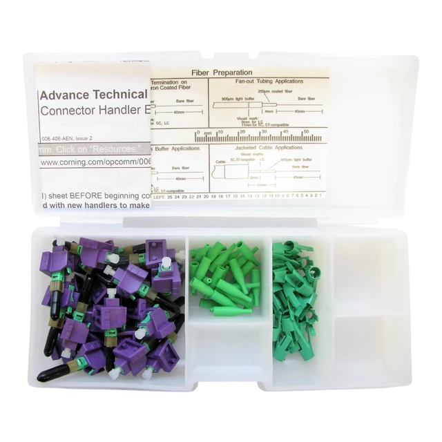 Alt view image 2 of 4 - Corning UniCam 95-200-94-Z LC/APC Field-Installable Fiber Optic Connectors, OS2 Single-Mode, Green, 25-Pack