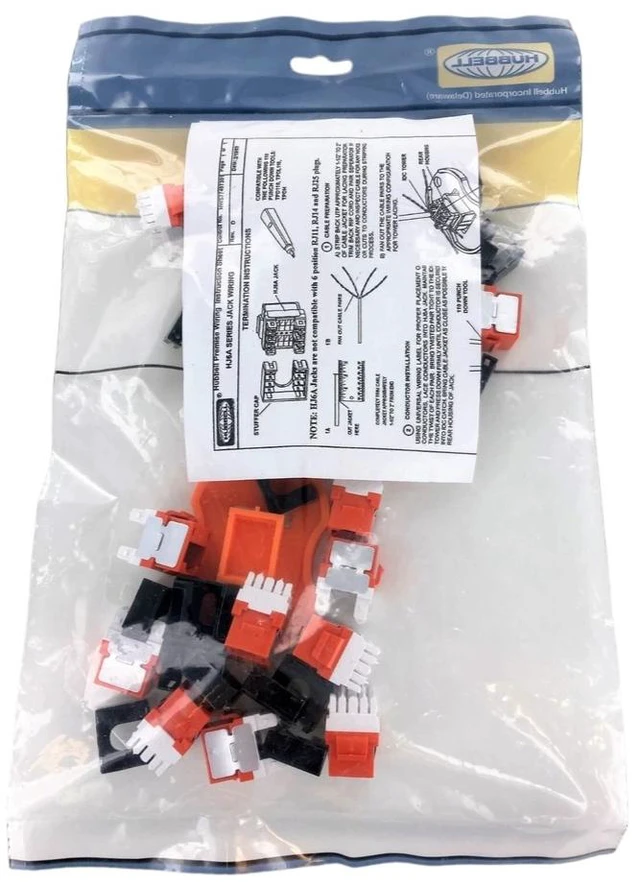 Alt view image 3 of 4 - Hubbell HJ6AOR25 Nextspeed Ascent 10GbE Universal Wired Cat6a Keystone RJ45 Ethernet Jack, Orange 25 Pack
