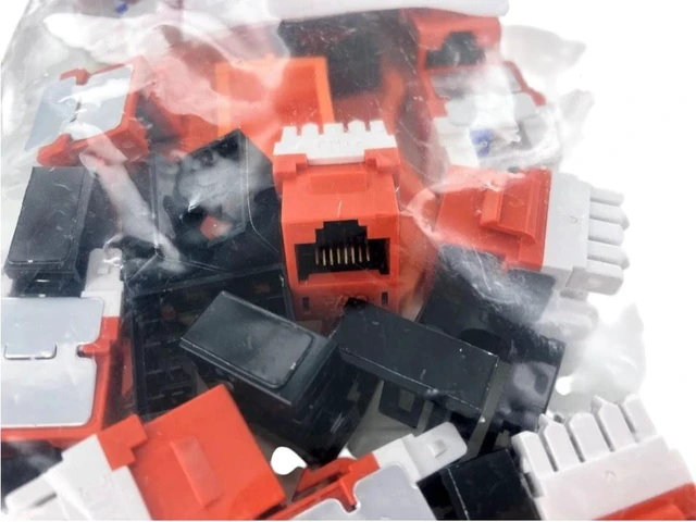 Alt view image 4 of 4 - Hubbell HJ6AOR25 Nextspeed Ascent 10GbE Universal Wired Cat6a Keystone RJ45 Ethernet Jack, Orange 25 Pack