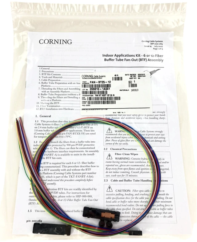 Alt view image 2 of 5 - Corning FAN-BT25-12 Fiber Optic Buffer Tube Fan-Out Kit - 12 Fibers, 25" Tubing