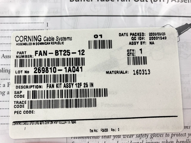 Alt view image 3 of 5 - Corning FAN-BT25-12 Fiber Optic Buffer Tube Fan-Out Kit - 12 Fibers, 25" Tubing