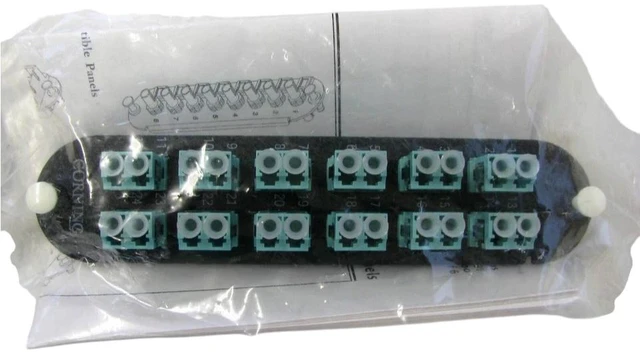 Alt view image 3 of 4 - Corning CCH-CP24-E4 Closet Connector Housing Patch Panel with 12 LC Duplex 10Gig Aqua Laser-Optimized OM3/OM4 Multimode 50um Adapters