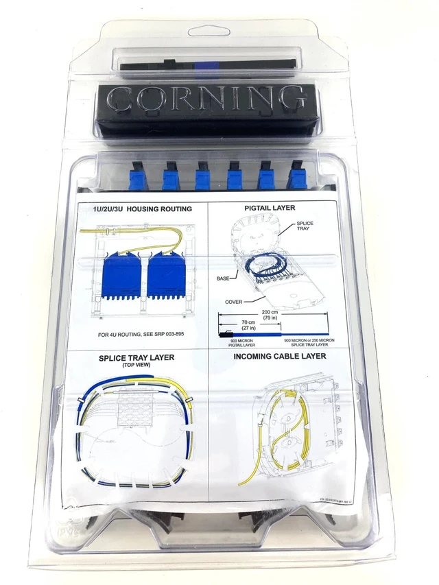 Alt view image 9 of 11 - Corning CCH-CS12-59-P00RE CCH Pigtail Fiber Optic Splice Cassette, 12 Fiber, SC UPC Duplex Singlemode (OS2), Single-Fiber (250 um)