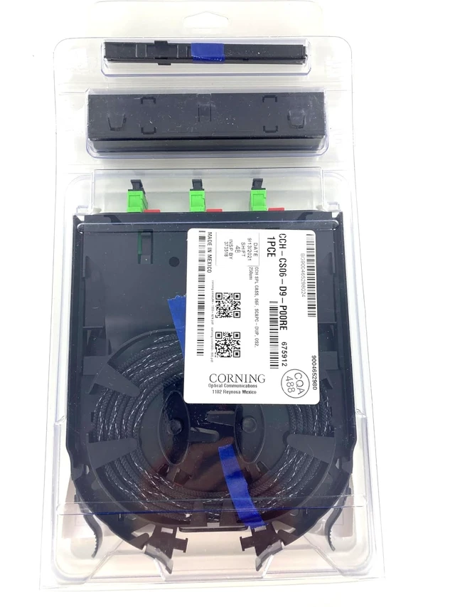Alt view image 8 of 10 - Corning CCH-CS06-D9-P00RE Closet Connector Housing Pigtail Fiber Optic Splice Cassette, 6 Fiber, SC APC Duplex Singlemode (OS2), Single-Fiber (250 um)