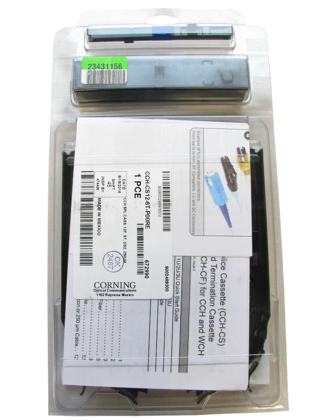 Alt view image 8 of 10 - Corning CCH-CS12-6T-P00RE Fiber Optic Splice Cassette, 12 Fiber, ST UPC Simplex Singlemode (OS2), Single-Fiber (250 um)