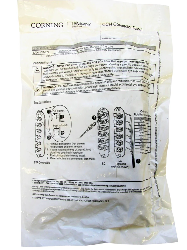 Alt view image 2 of 5 - Corning CCH-CP12-21 CCH Fiber Optic Adapter Panel, 12 FC Simplex, OS2 Singlemode