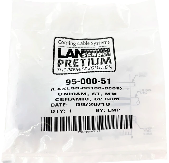 Main image of Corning 95-000-51 Unicam ST OM1 Multimode 62.5 High Performance Pretium Fiber Optic Connector