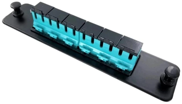 Alt view image 2 of 4 - CommScope PNL-BK-012-MFA-LC12-AQ 12-Fiber LC Multimode Adapter Panel, Aqua
