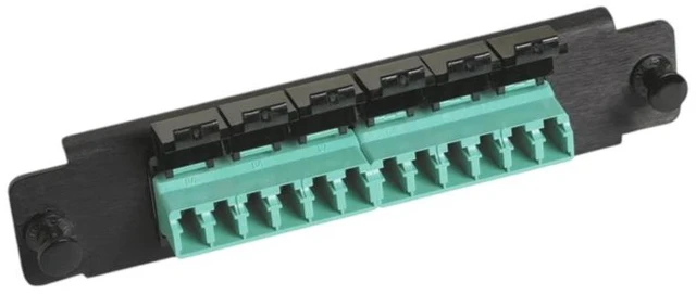 Alt view image 4 of 4 - CommScope PNL-BK-012-MFA-LC12-AQ 12-Fiber LC Multimode Adapter Panel, Aqua