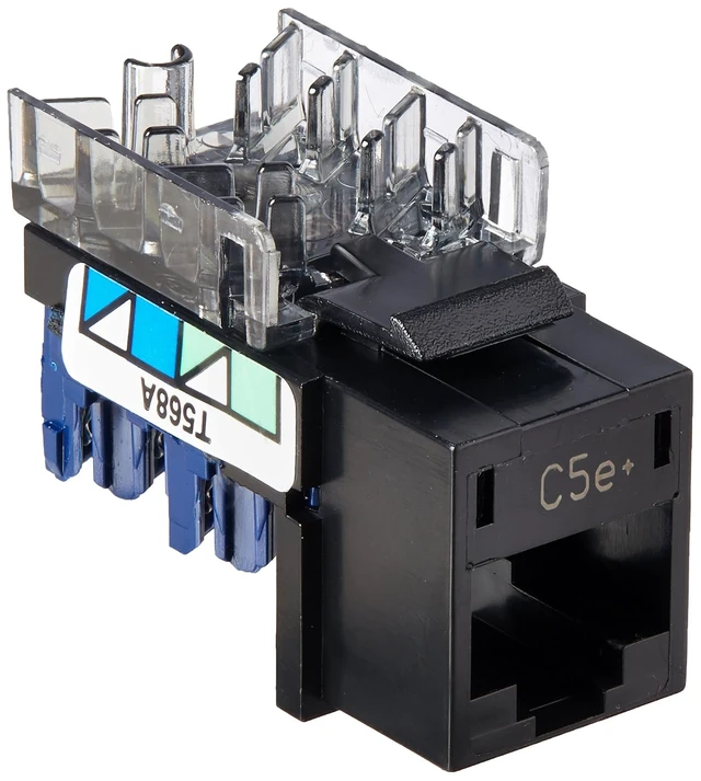 Alt view image 3 of 3 - Hubbell HXJ5EBK24 Xcelerator Cat 5e+ Jack, Black, 24 Pack