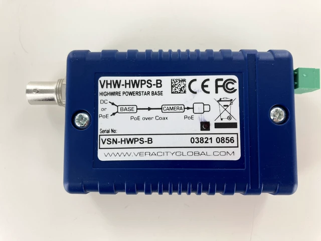 Alt view image 3 of 5 - Veracity HIGHWIRE Powerstar VHW-HWPS-B Ethernet & PoE over Coax Base Unit