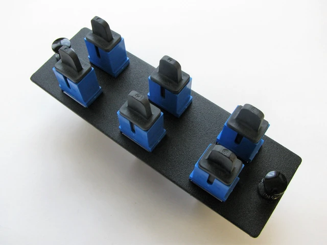 Alt view image 5 of 5 - Panduit FAP6WBUSC Opticom Fiber Adapter Panel, 6 SC Simplex Multimode Adapters, Blue, Phosphor Bronze Sleeves