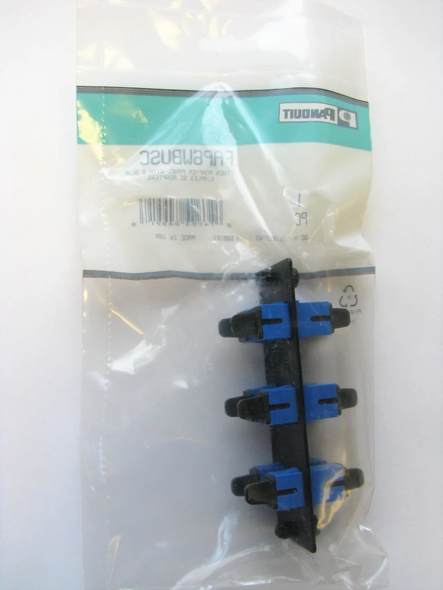 Alt view image 2 of 5 - Panduit FAP6WBUSC Opticom Fiber Adapter Panel, 6 SC Simplex Multimode Adapters, Blue, Phosphor Bronze Sleeves