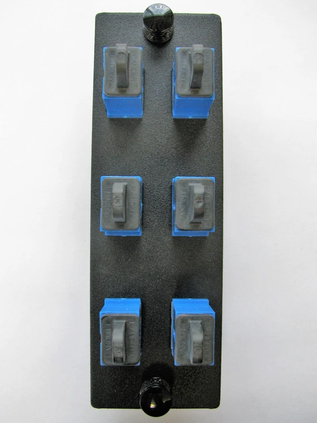 Alt view image 3 of 5 - Panduit FAP6WBUSC Opticom Fiber Adapter Panel, 6 SC Simplex Multimode Adapters, Blue, Phosphor Bronze Sleeves