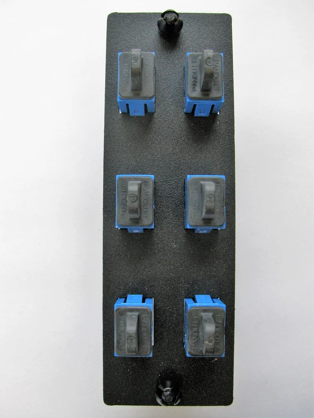 Alt view image 4 of 5 - Panduit FAP6WBUSC Opticom Fiber Adapter Panel, 6 SC Simplex Multimode Adapters, Blue, Phosphor Bronze Sleeves
