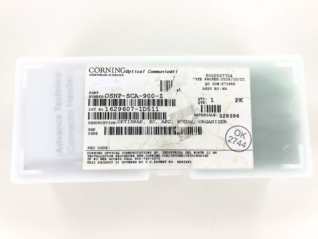 Main image of Corning Optisnap SC 900um Fiber Optic Connector, APC Polish, Organizer Pack of 25