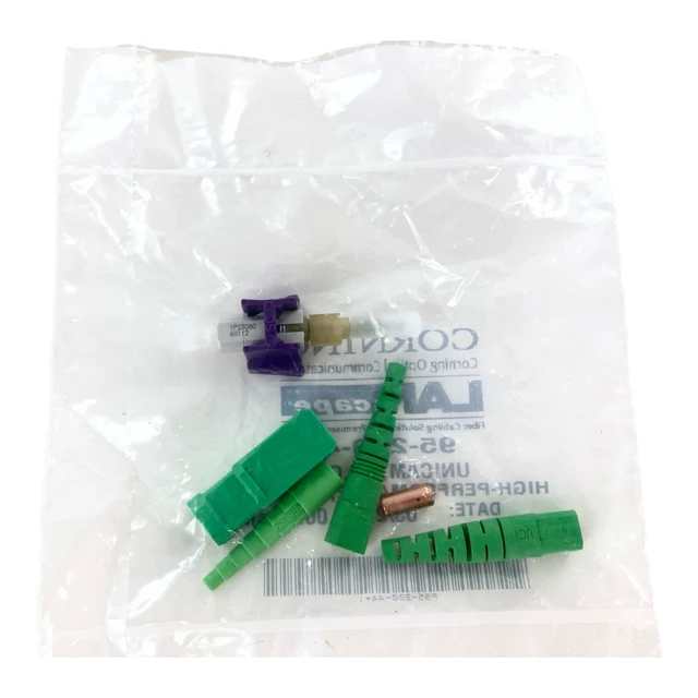 Alt view image 4 of 5 - Corning 95-200-44 UniCam SC/APC OS2 Single-Mode Fiber Optic Connectors, Green - 25 Pack