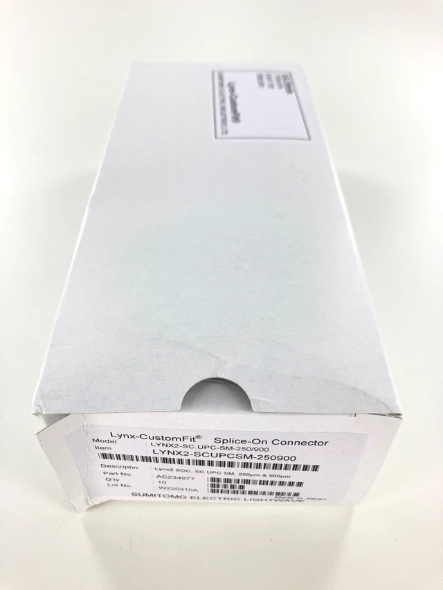 Main image of Sumitomo Electric Lightwave Lynx2 SC/UPC Single-Mode Splice-On Fiber Optic Connectors, 250/900 µm, Box of 10