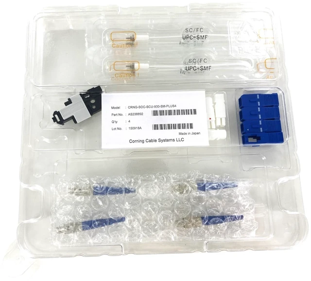 Main image of Corning SOC-SCU-900-SM-PLUS4 FuseLite SC/UPC Singlemode 900um Fiber Optic Connectors, 4 Pack