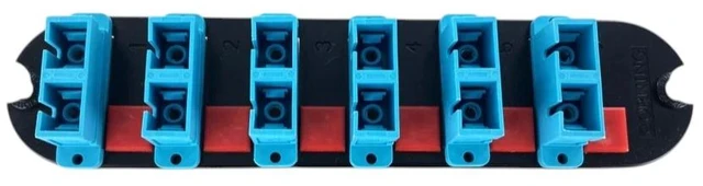 Alt view image 3 of 4 - Corning CCH-CP12-E7 Closet Connector Housing Panel with 6 SC Duplex Laser-Optimized OM3/OM4 Multimode 50um Adapters, 10Gig Aqua
