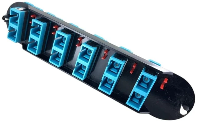 Alt view image 4 of 4 - Corning CCH-CP12-E7 Closet Connector Housing Panel with 6 SC Duplex Laser-Optimized OM3/OM4 Multimode 50um Adapters, 10Gig Aqua
