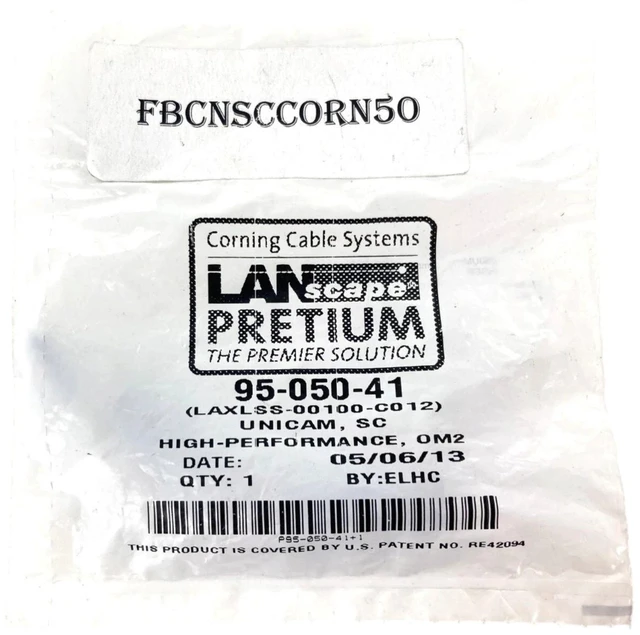 Main image of Corning 95-050-41 UniCam SC 50 µm Multimode OM2 Fiber Optic Connector, Black