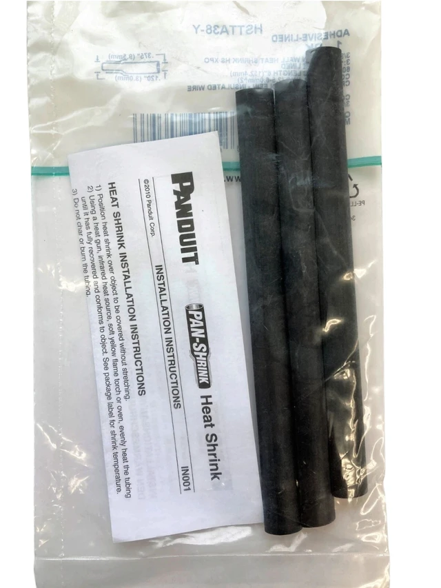 Alt view image 3 of 3 - Panduit HSTTA38-Y Adhesive-Lined Heat Shrink Tubing 3/8-Inch, 6-Inch, Black, 3-Piece Pack - Expired February 2021