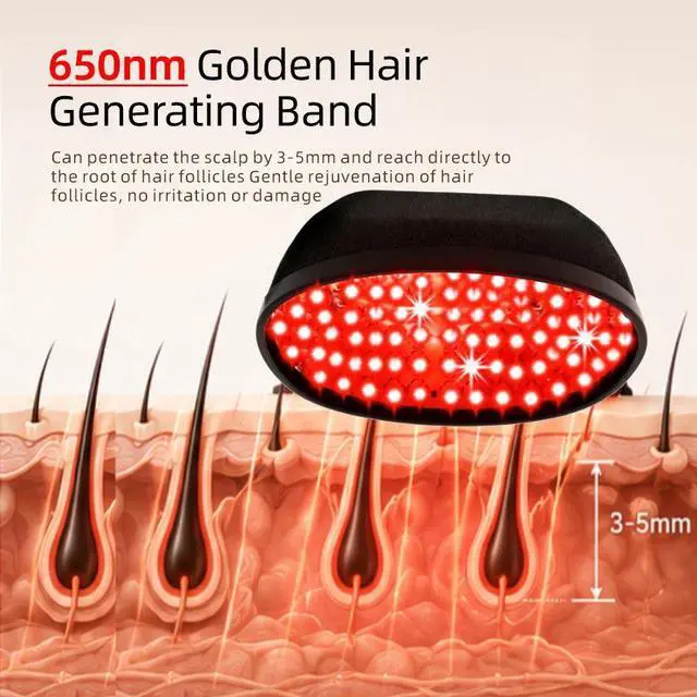 Alt view image 4 of 7 - 272 Laser Hair Growth Cap for Men & Women, 650nm Red Light Therapy Hair Growth Device for Thinning Hair, Adjustable Intensity Levels, 10-Minute Mode