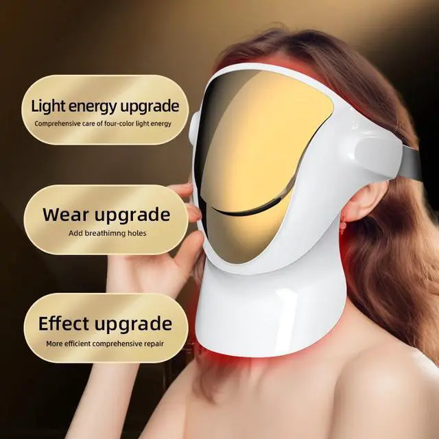 Alt view image 4 of 7 - Multi-Wavelength LED Red Light Mask, Infrared Red Blue Orange LED Facial Skincare Device with Rechargeable Design