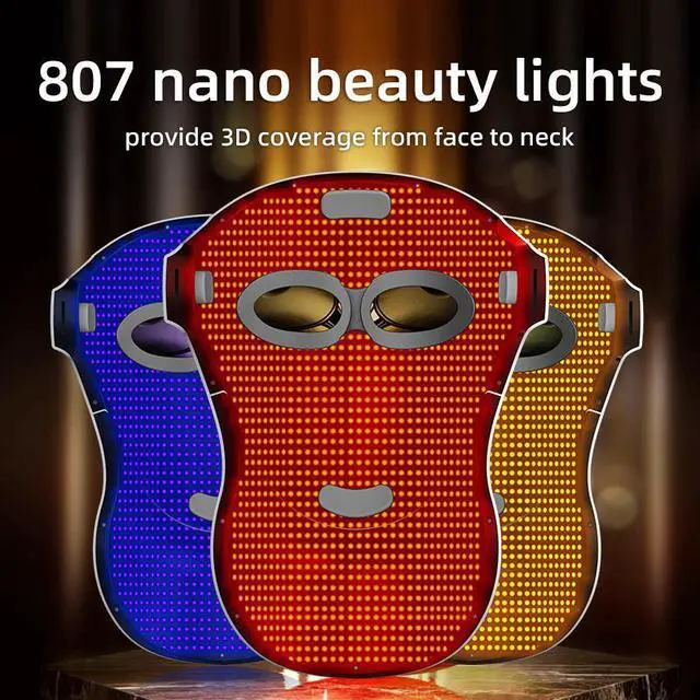 Alt view image 5 of 7 - Multi-Wavelength LED Red Light Mask, Infrared Red Blue Orange LED Facial Skincare Device with Rechargeable Design