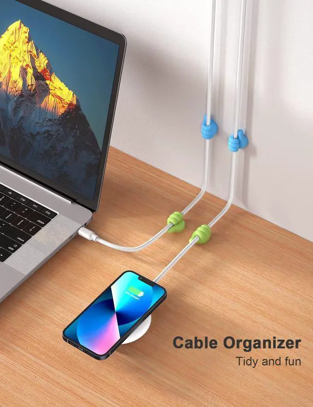 Alt view image 4 of 7 - 12 Pack Funny Thumb Cable Clips, Cord Holder Organizer & Keeper for Desk, Adhesive Phone Charger Cable Management for Nightstand, Office, Home, Car
