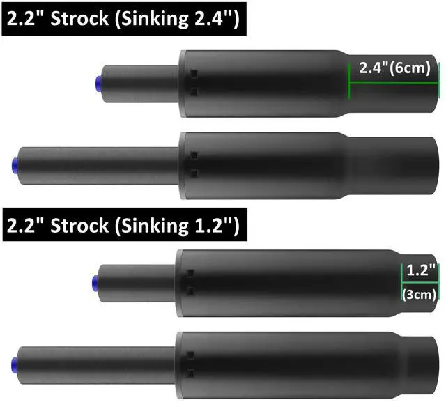 Alt view image 3 of 6 - 2.2" Stroke Office Chair Gas Lift Cylinder Replacement, Heavy Duty 450lbs Shortest Gas Spring Rod Part Sinking 2.4 inches Universal Size Black for Short Person, High Chair Base, Class 4